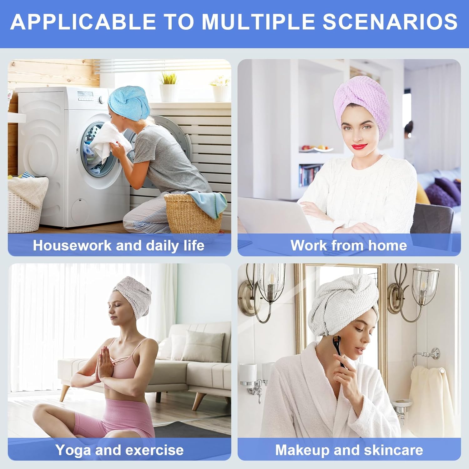 5 Pack Microfiber Hair Towels for Women