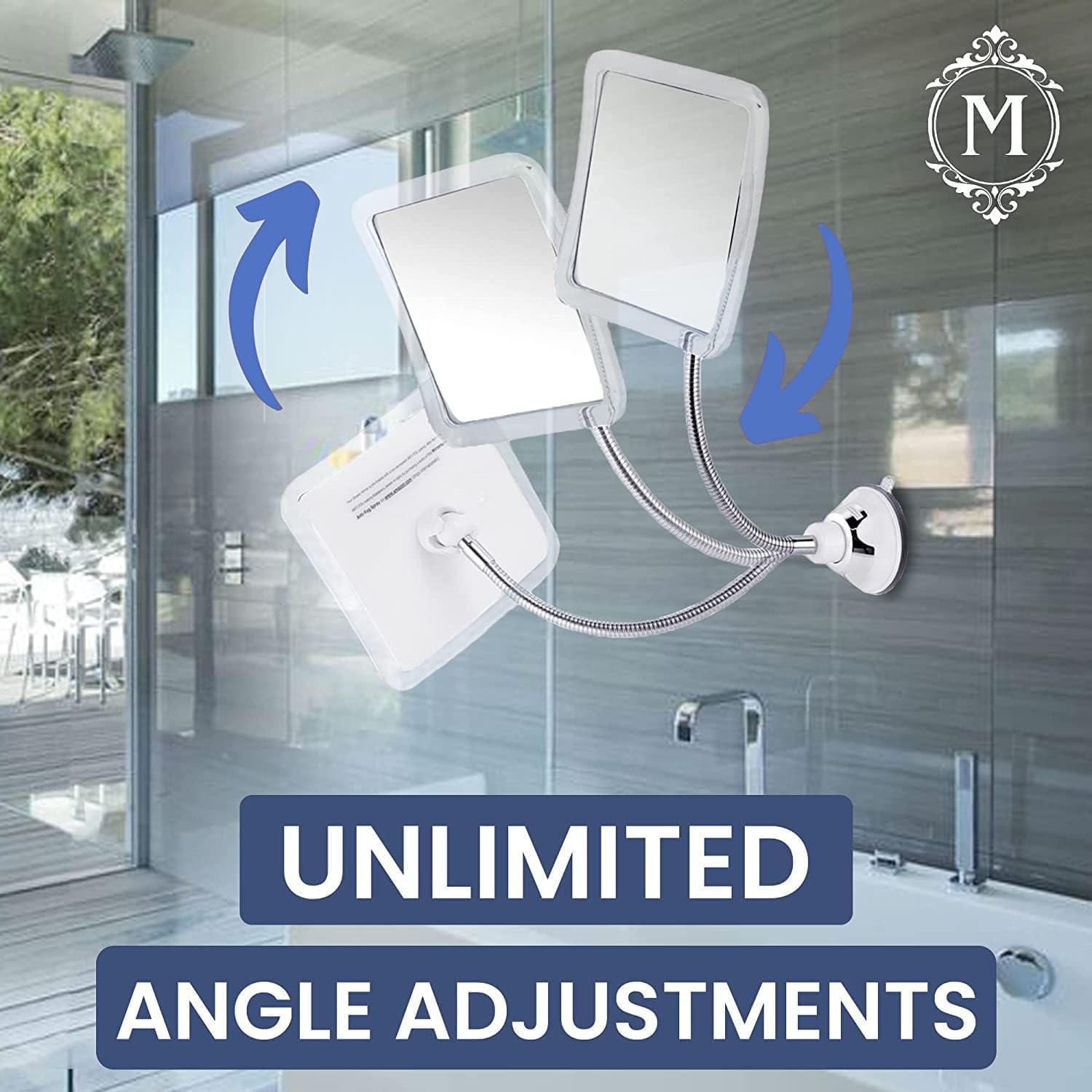 Mirrorvana Flexible Fogless Shower Mirror with Height Adjustment