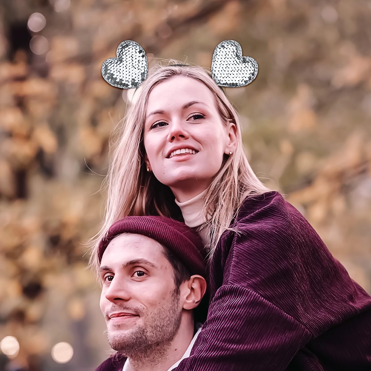 Doneace Valentines Heart Headband with Sequins
