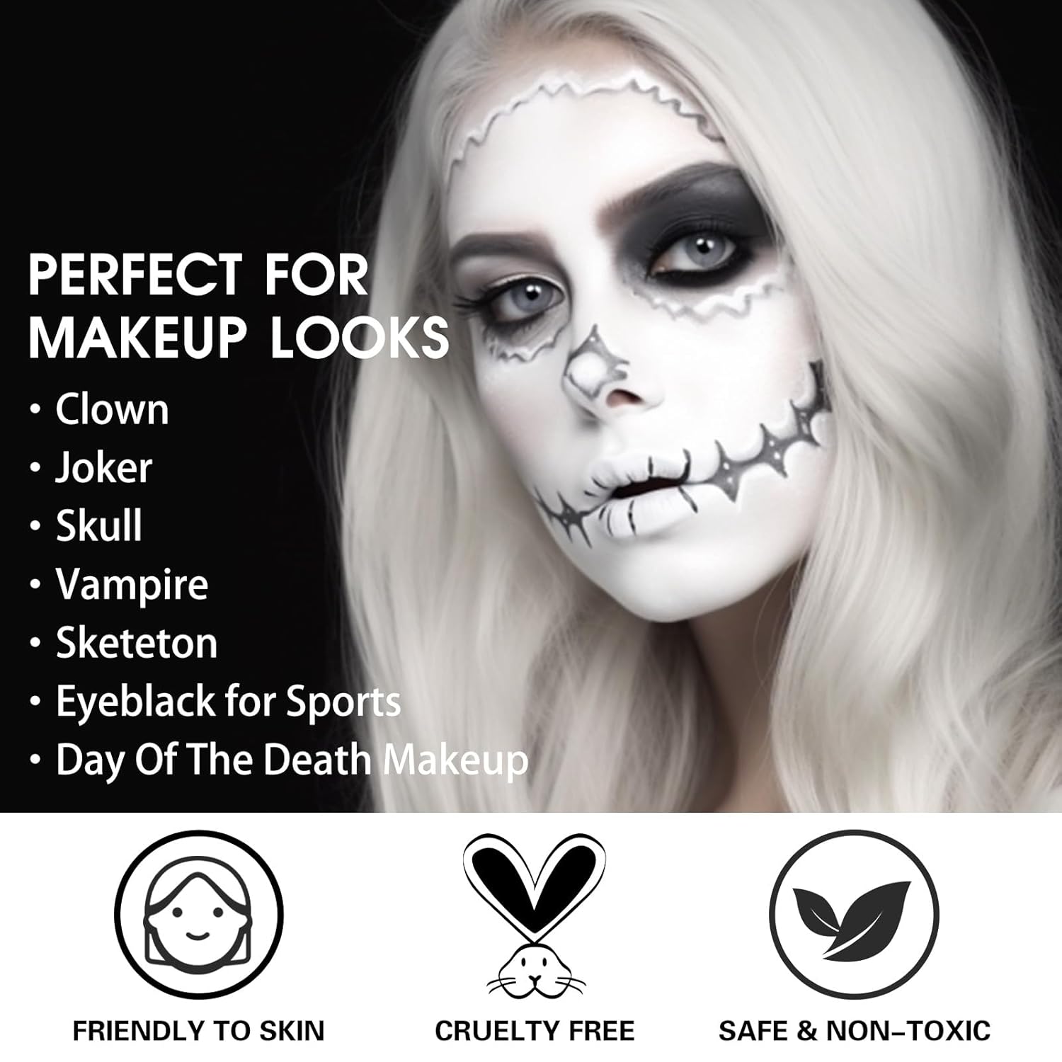 BOBISUKA White Face Paint Blendable Cream for Halloween and Cosplay