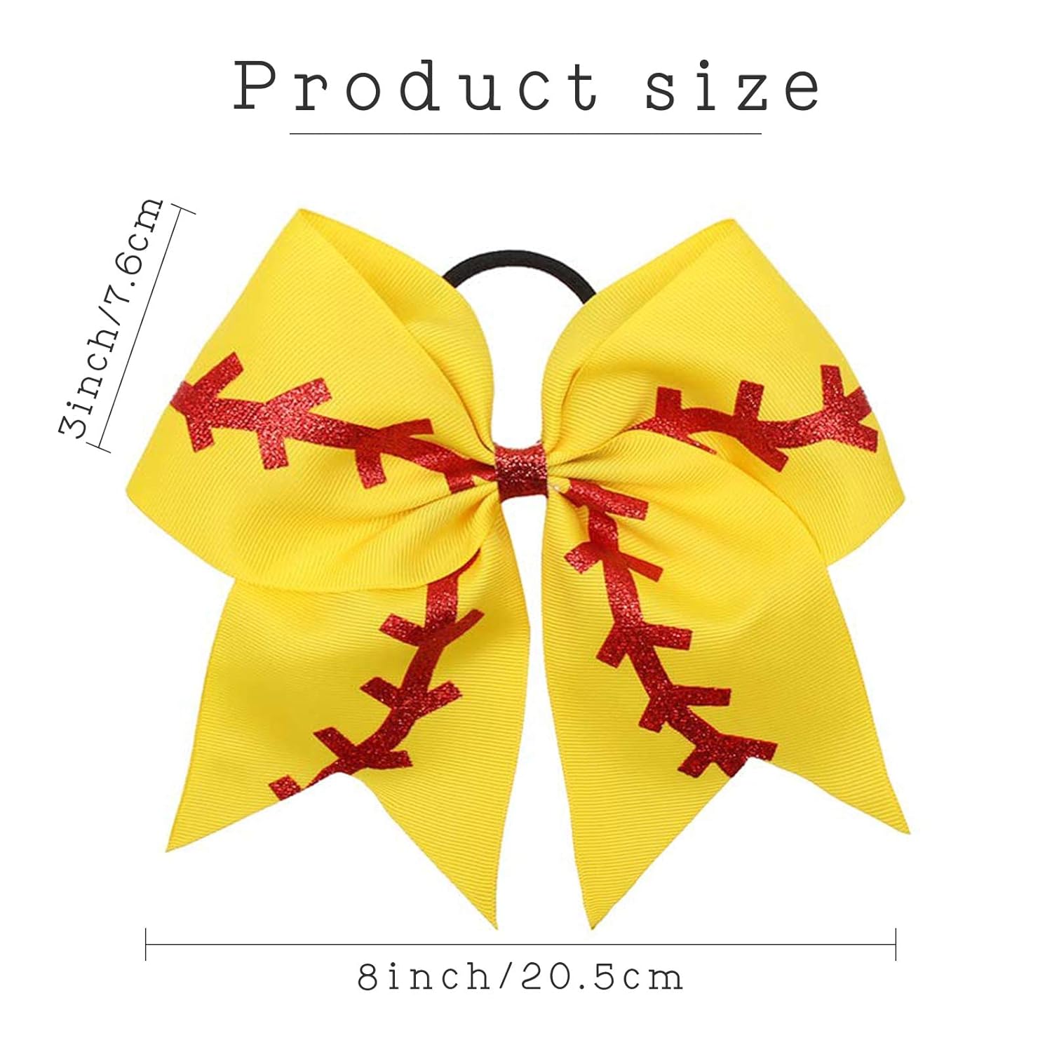 16PCS 8 Inch Cheer Hair Bows Ponytail Holder Elastic Band for Girls