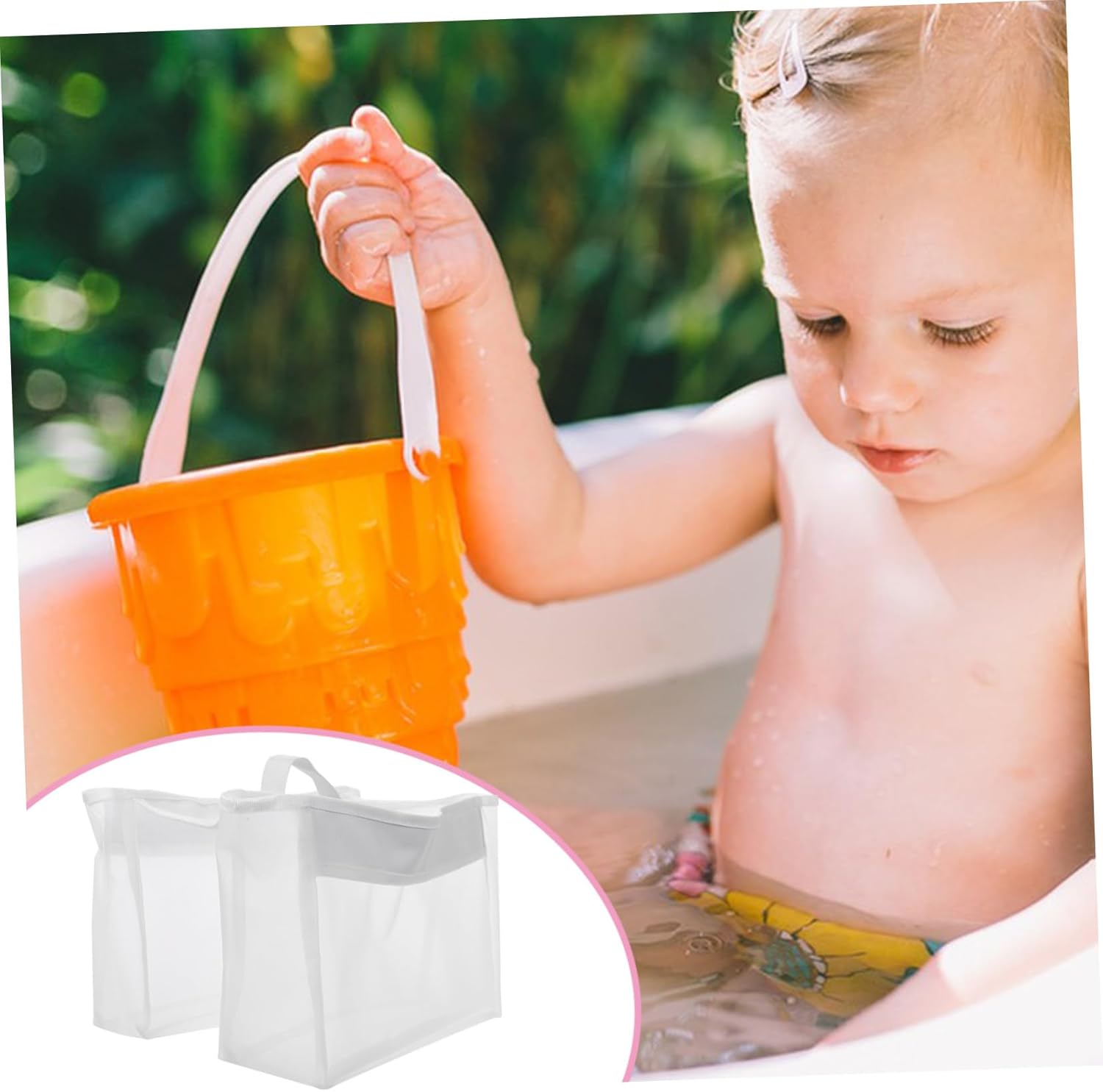 Cabilock Bathtub Toy Organizer with Mesh Bag and Hanging Strap