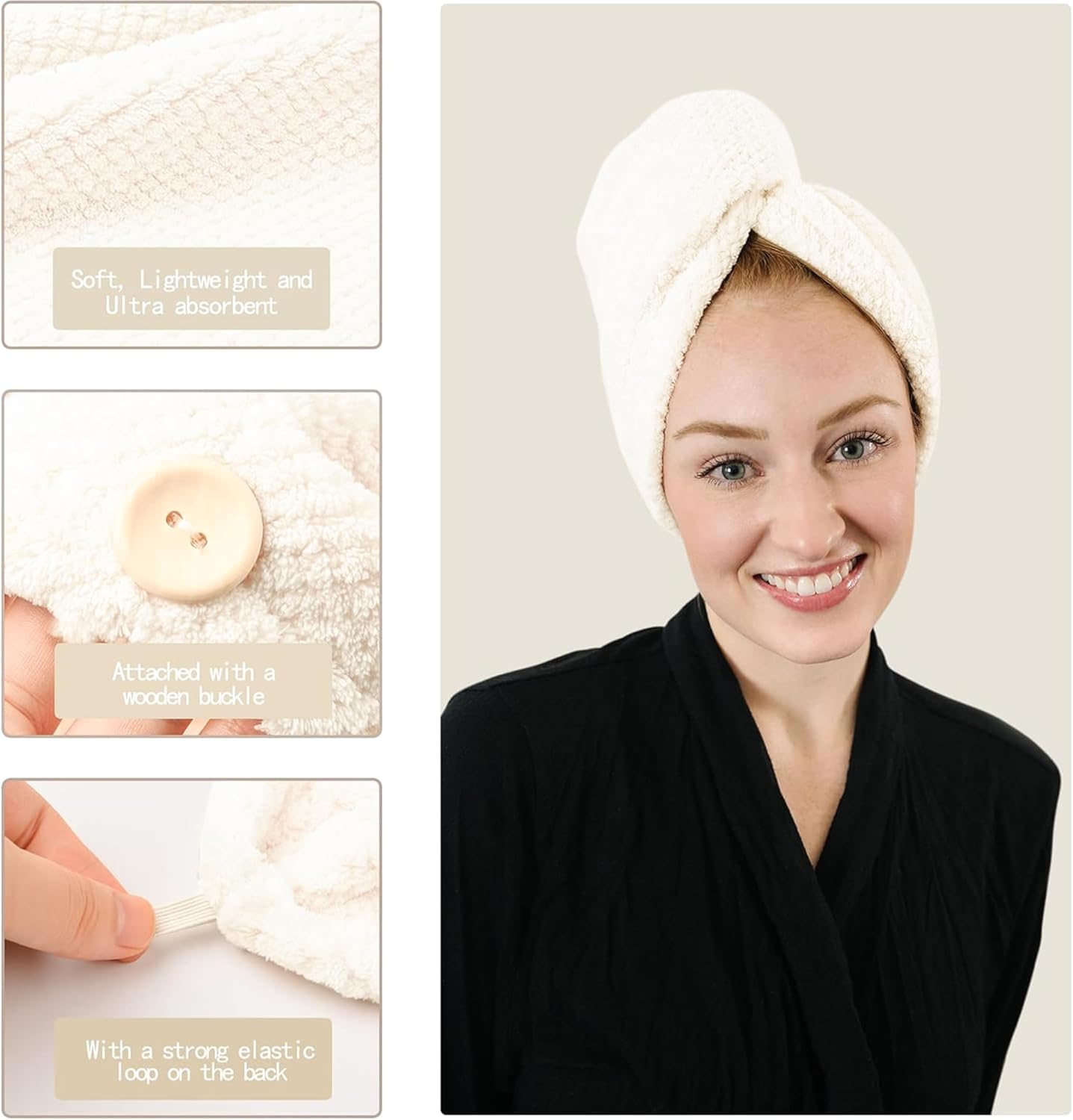 ROLSHOL Extra Large 4 Pack Microfiber Hair Towel Wrap