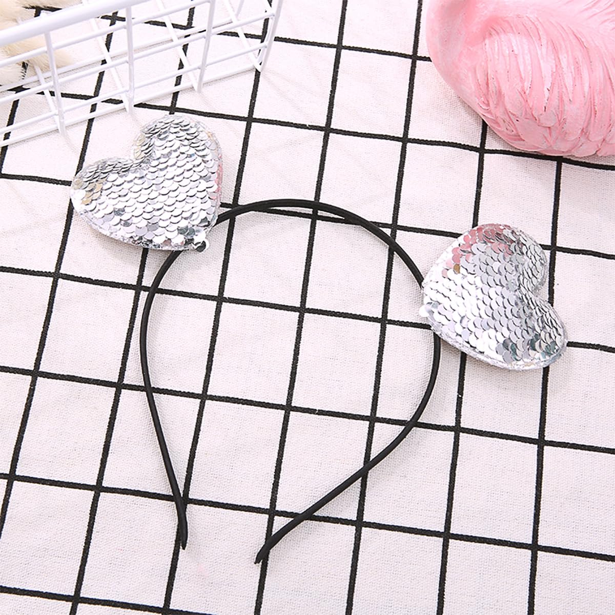 Doneace Valentines Heart Headband with Sequins