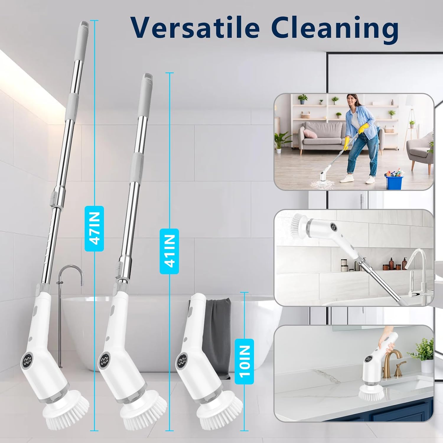 UPMSX Electric Spin Scrubber 9 in 1 with 8 Replaceable Brush Heads