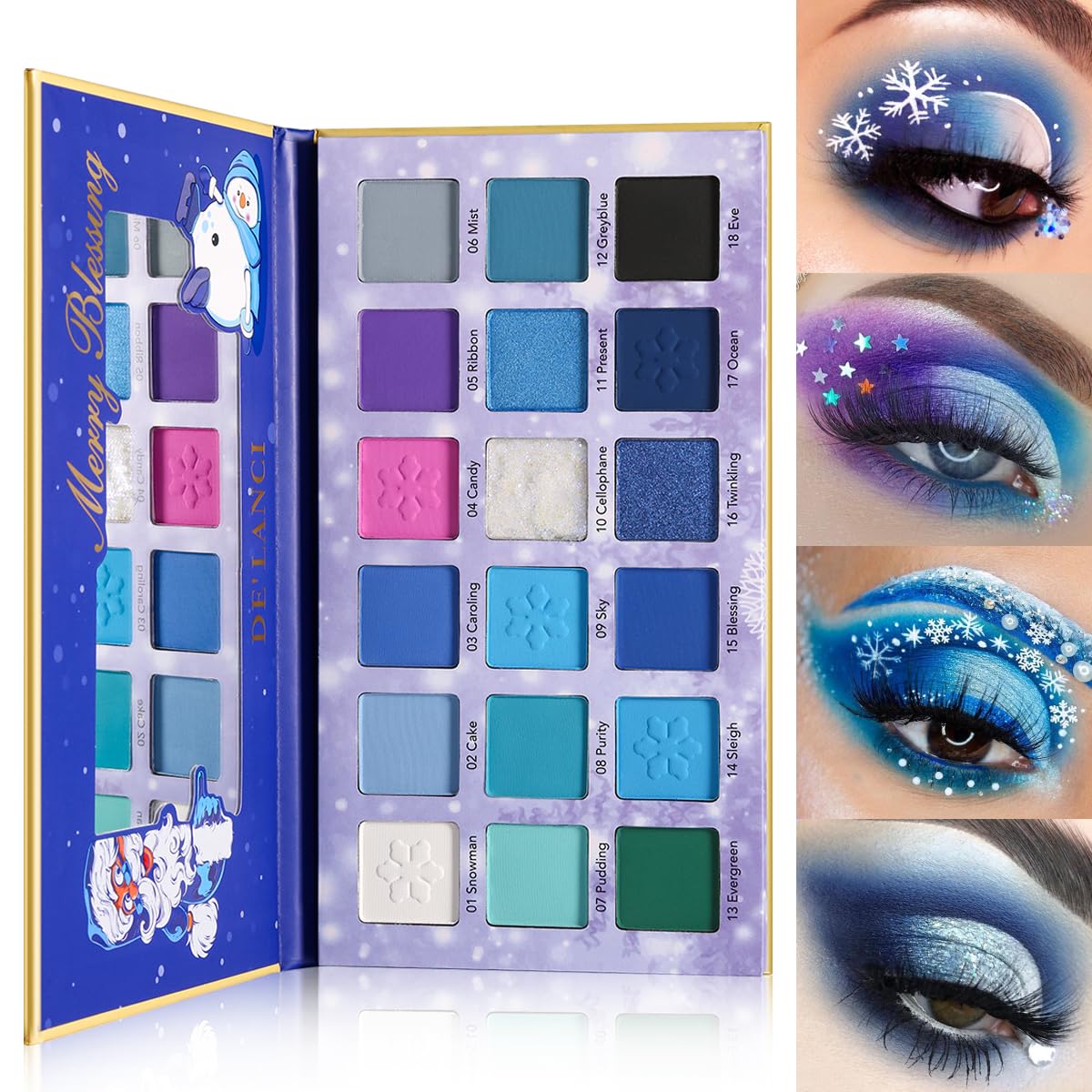 Blue Christmas Eyeshadow Palette 18 Colors