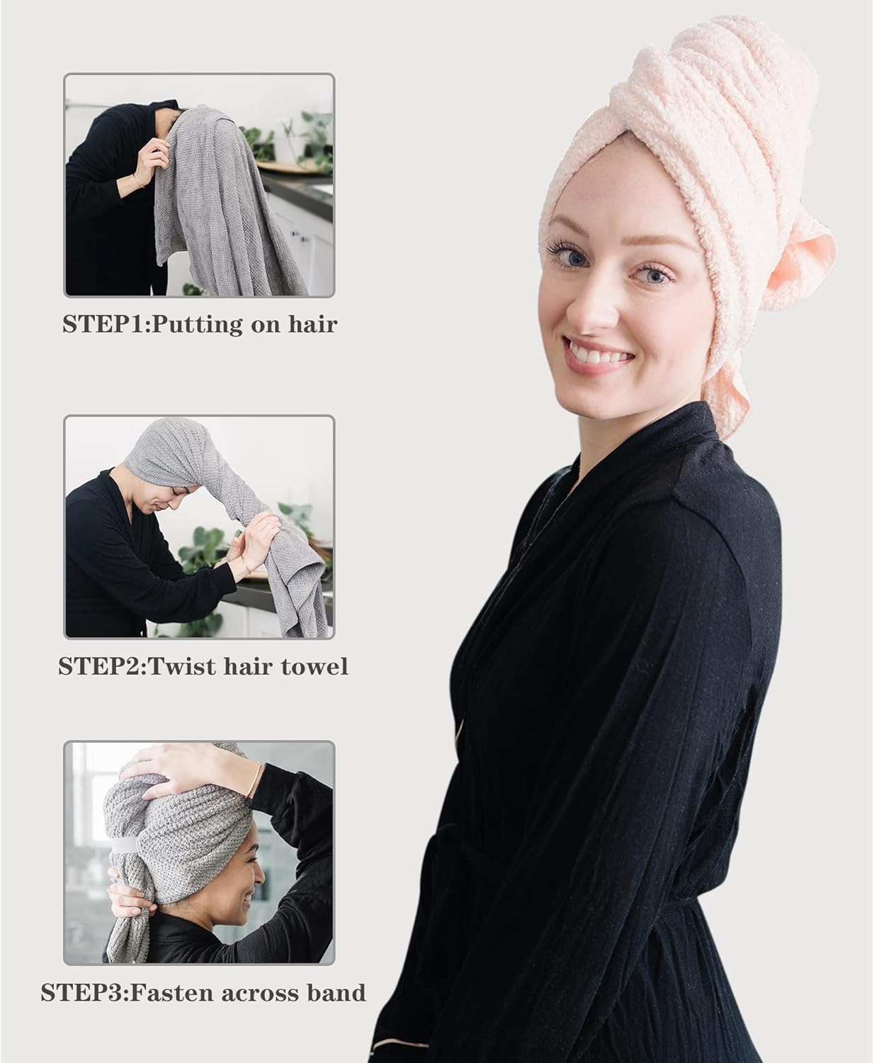 ROLSHOL 2 Pack Microfiber Hair Towels for Women