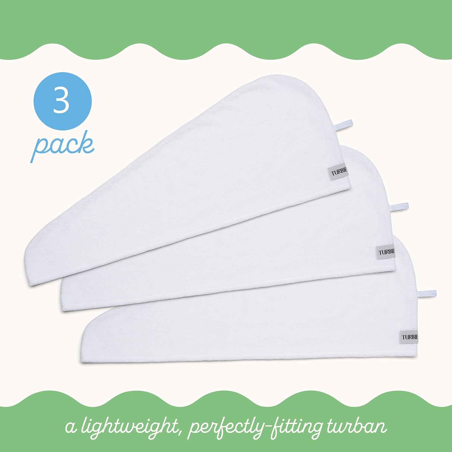 Turbie Twist 3-Pack Cotton Hair Towel Wrap - White