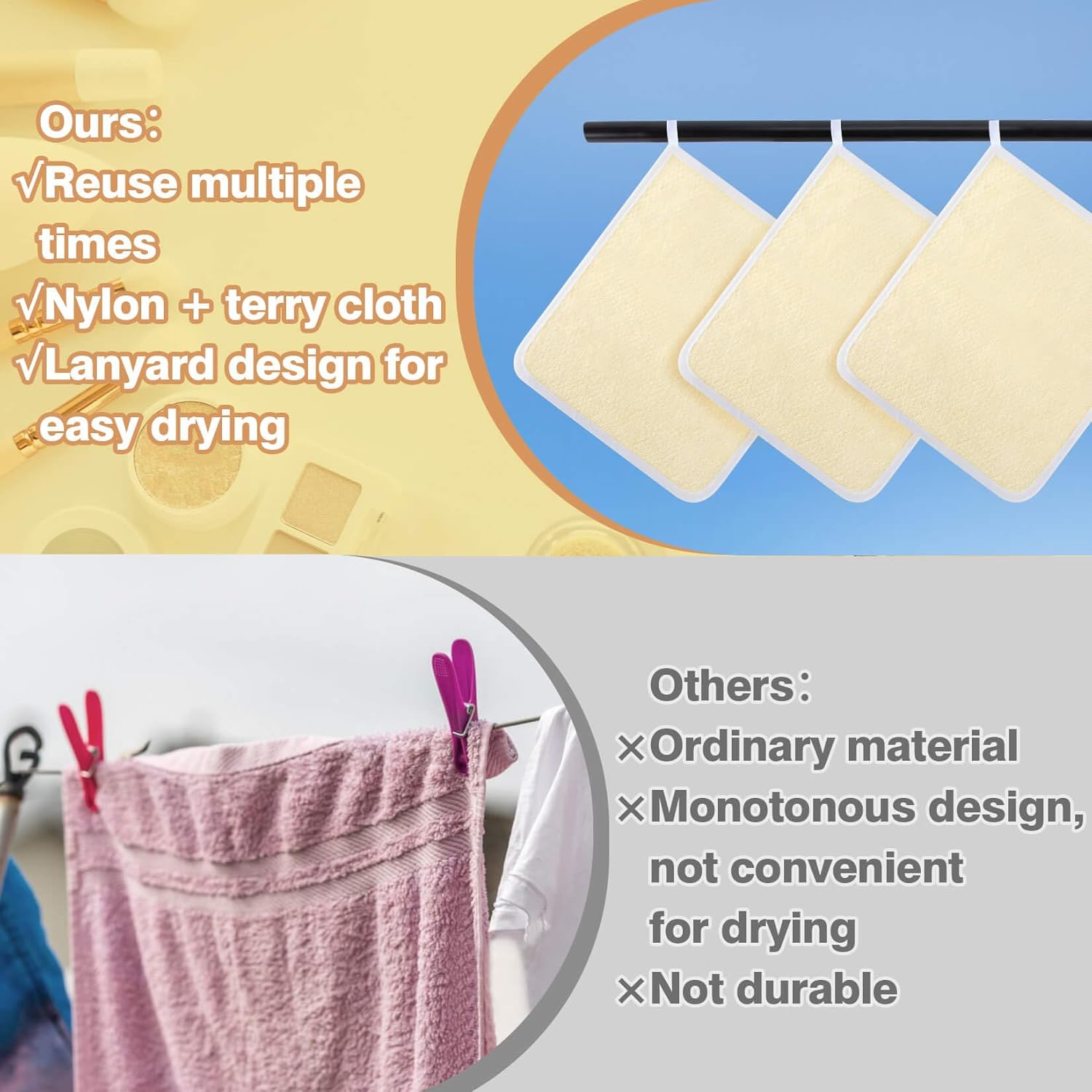 MAQIHAN Exfoliating Wash Cloths 4 Pack for Body and Face 1