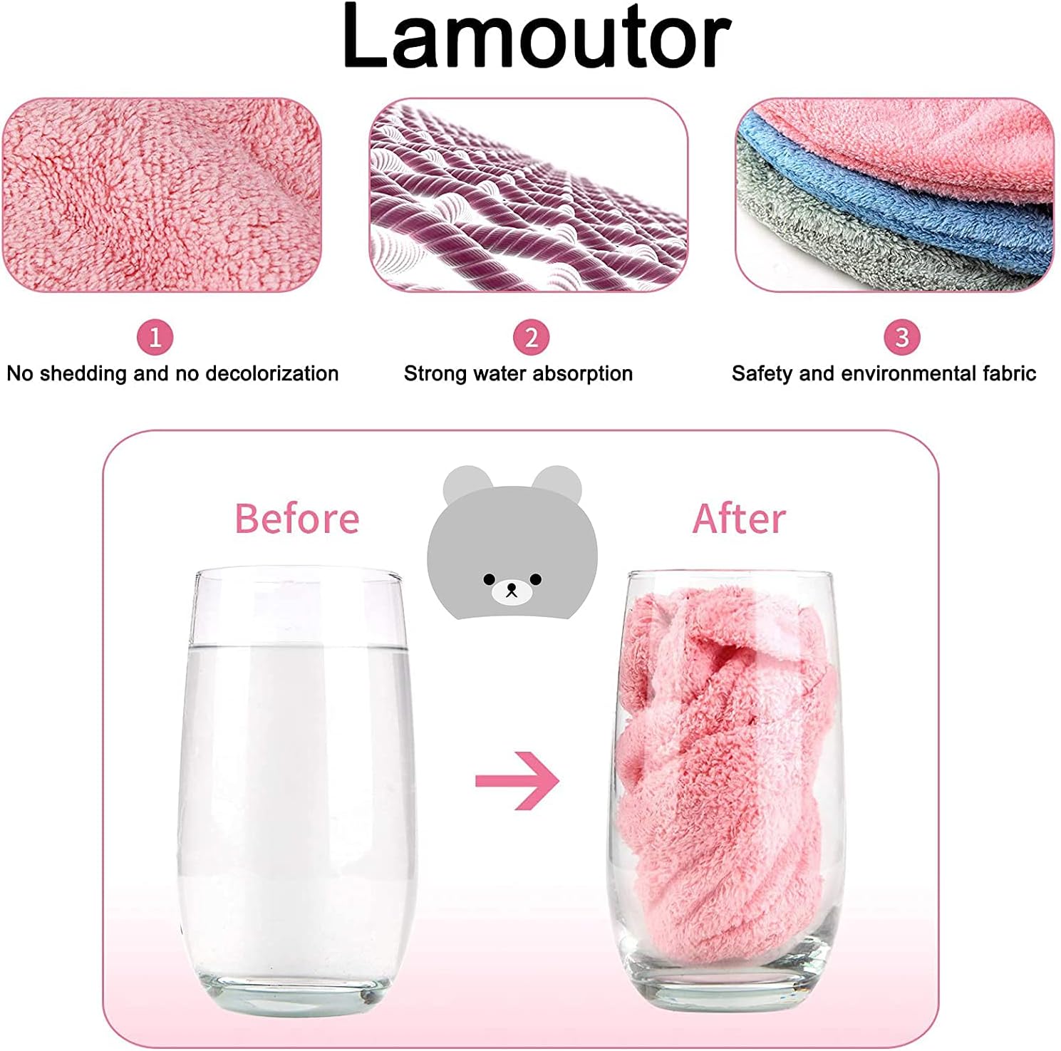 Lamoutor 3Pcs Hair Drying Towel for Kids