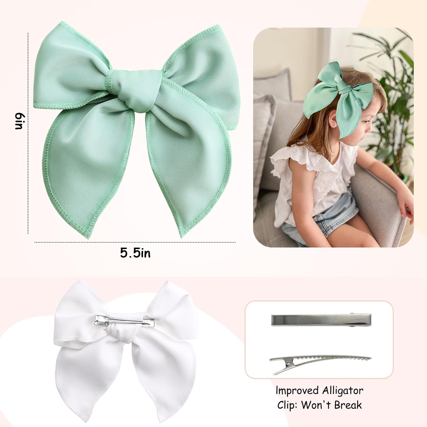 TOKUFAGU Pack of 4 Hair Bows for Girls and Kids