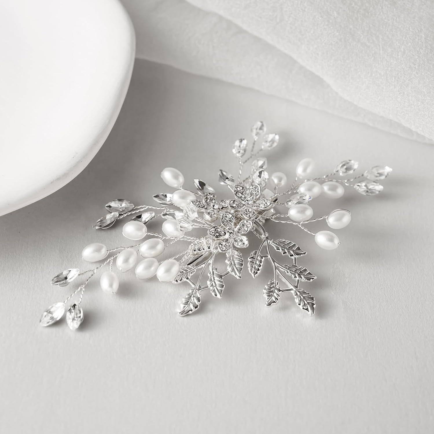 SWEETV Rhinestone Wedding Hair Clip for Women Girls