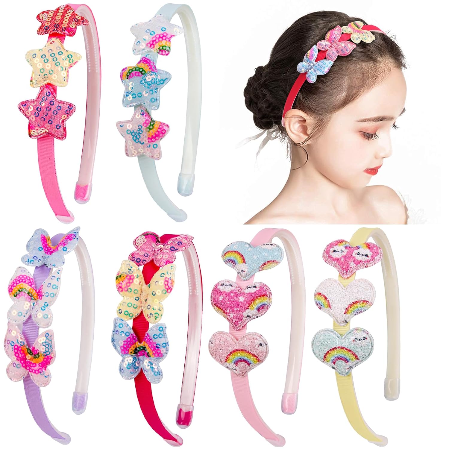 Fishdown Glitter Girls Headbands with Teeth 6 PCS