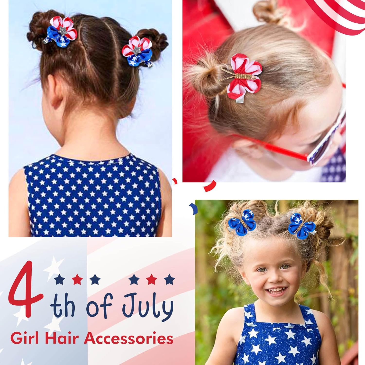 10PCS 4th of July Butterfly Hair Clips with Alligator Clips