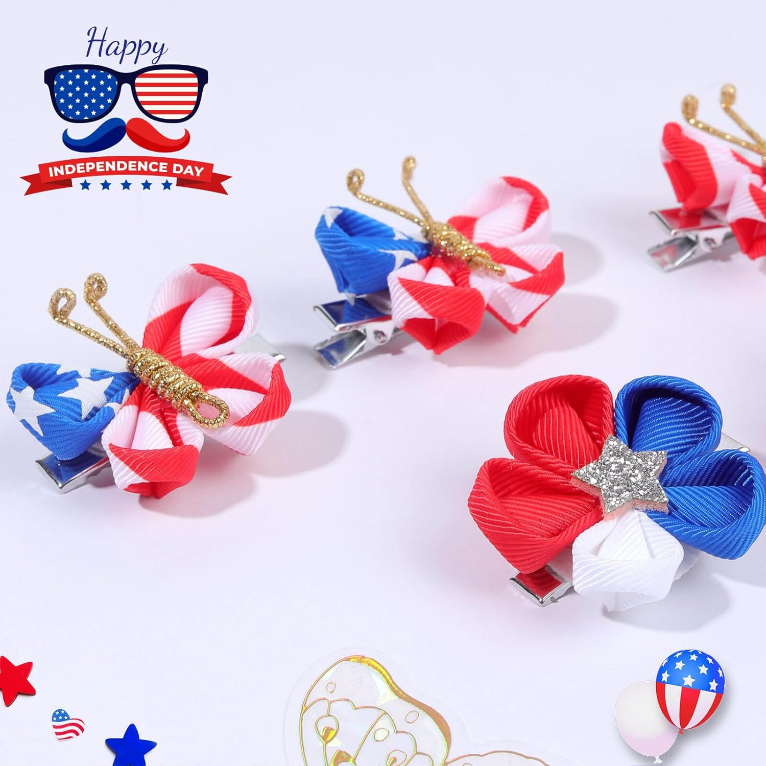 10PCS 4th of July Butterfly Hair Clips with Alligator Clips