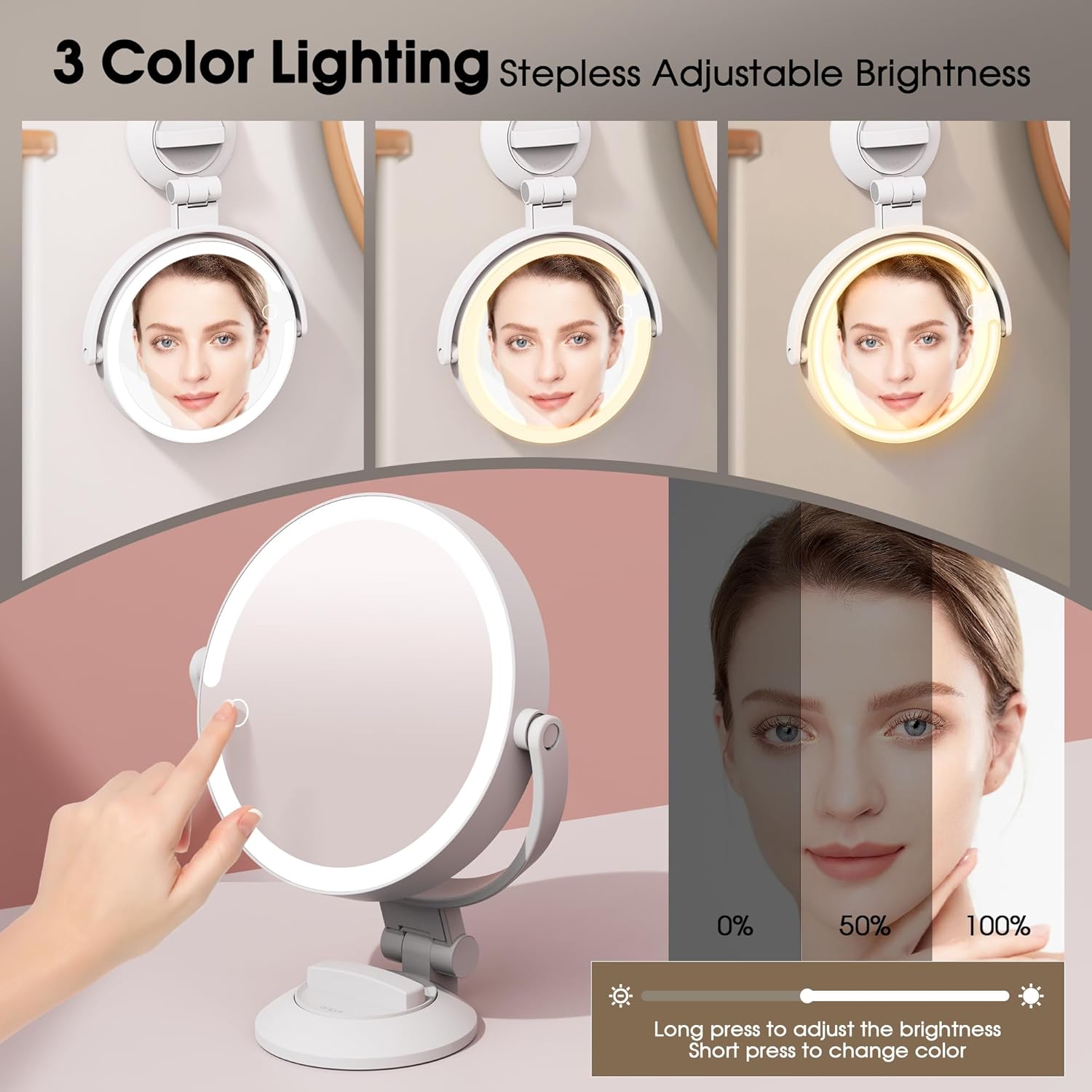 Horyliin 10X1X Makeup Mirror with Lights and Magnification