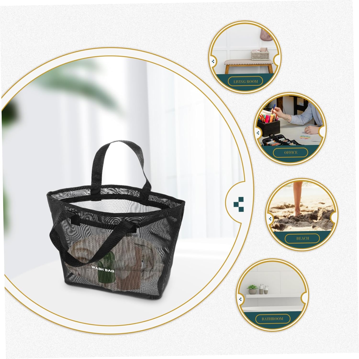 JECOMPRIS Hanging Mesh Toiletry Bag