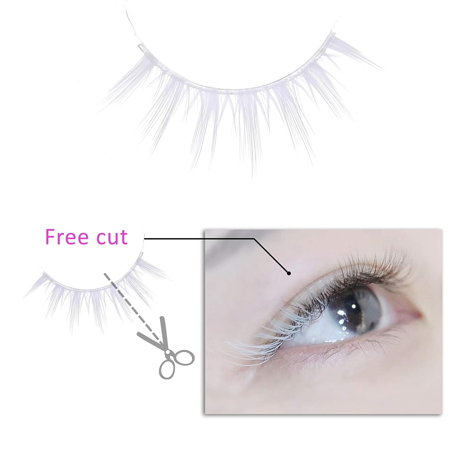 Kare Kind White False Eyelashes - 2 Pairs Lightweight Natural Looking