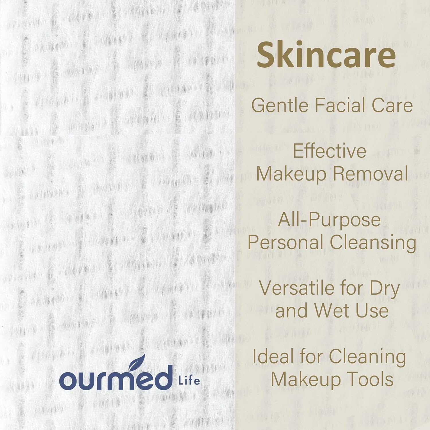 Ourmed Life Face Towels - 10x12 XL Size 50 Count Biodegradable