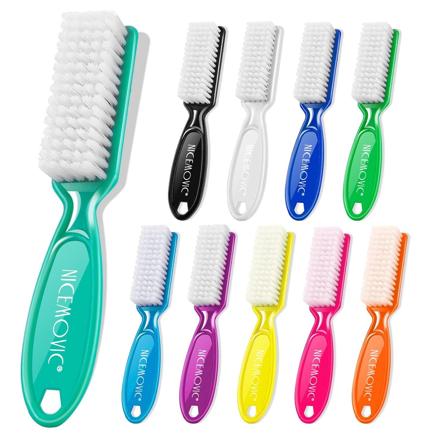 NICEMOVIC 10 Pcs Handle Grip Nail Brush Kit