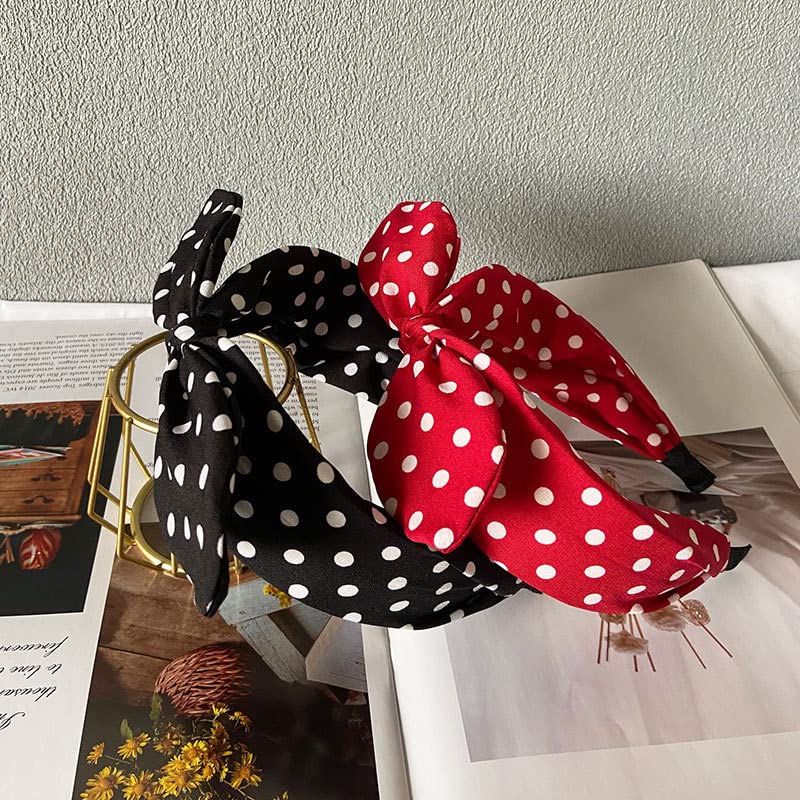 Deghew Red Polka Dot Bow Headband for Women and Girls