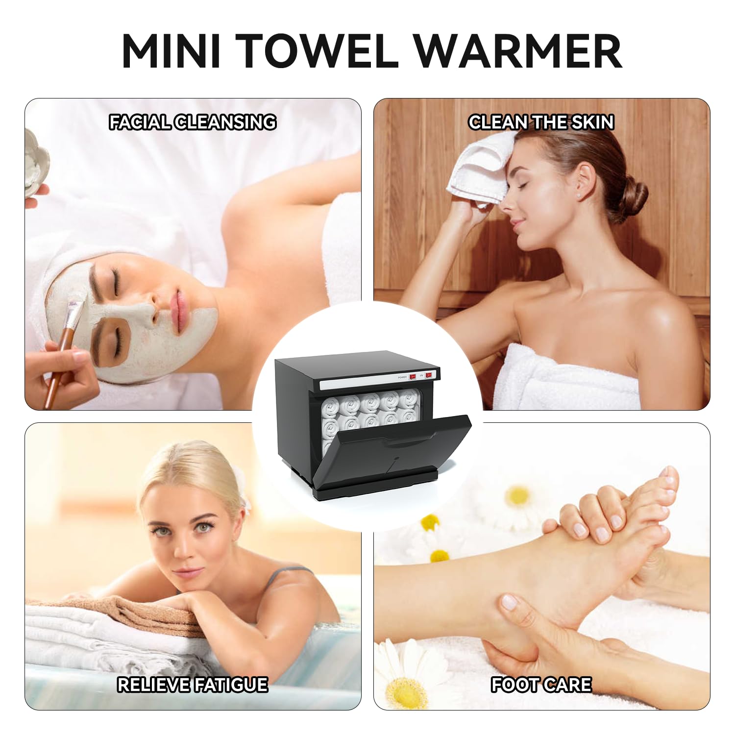 HYTOBP Hot Towel Warmer 85L Black Spa Cabinet