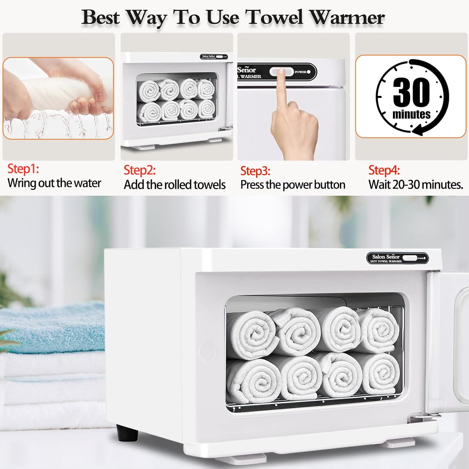 Hot Towel Warmer Cabinet 8L with Essential Oil Spot