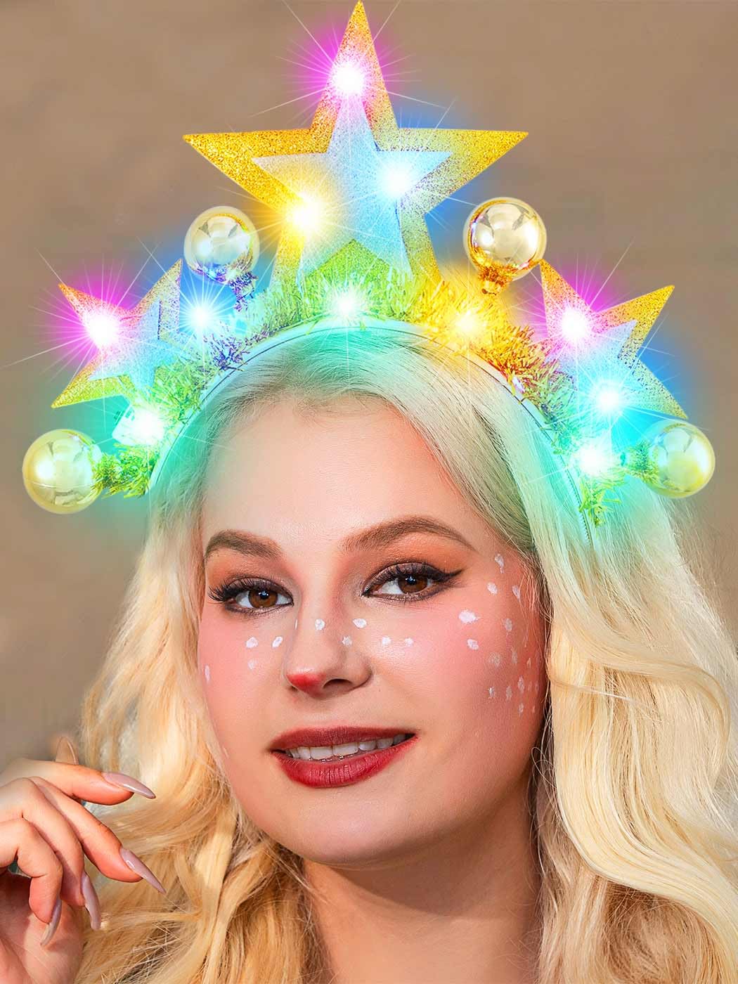Catery Light Up Star Headband Gold Halo Crown