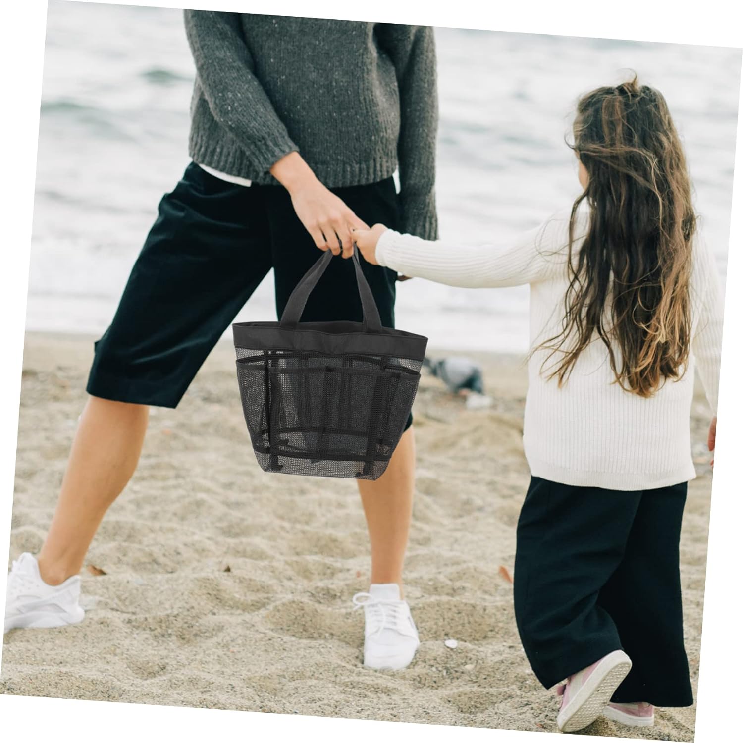 DRESSOOS 2pcs Portable Mesh Beach Bag 1