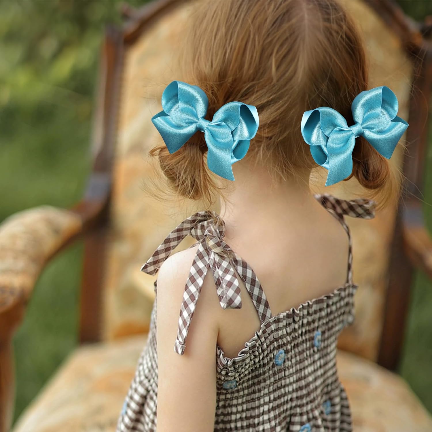 4 Inch Shiny Glitter Ribbon Hair Clips for Girls and Women