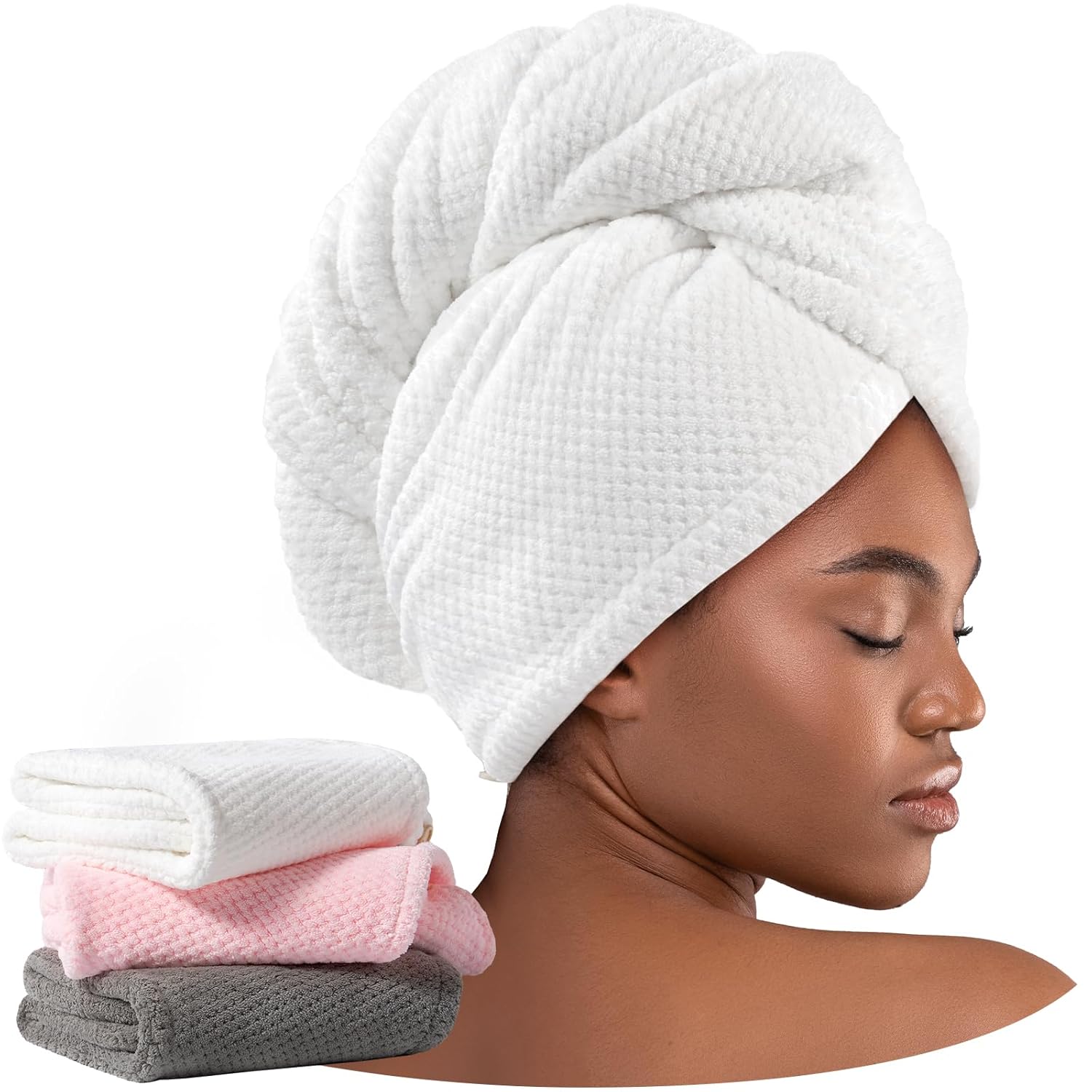 Umisleep 3 Pack Microfiber Hair Towel Wrap for Curly Hair 1