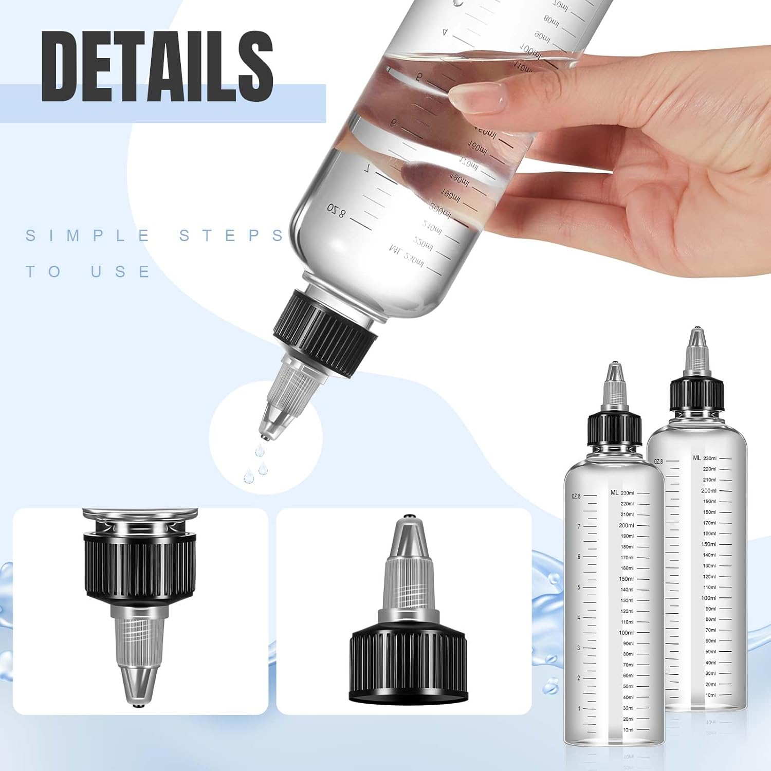 Barydat 12 Pcs Twist Top Hair Dye Applicator Bottle with Funnels