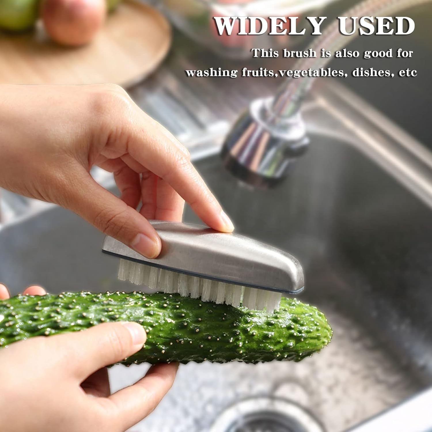 2 Pieces Stainless Steel Nail Brush for Cleaning and Scrubbing