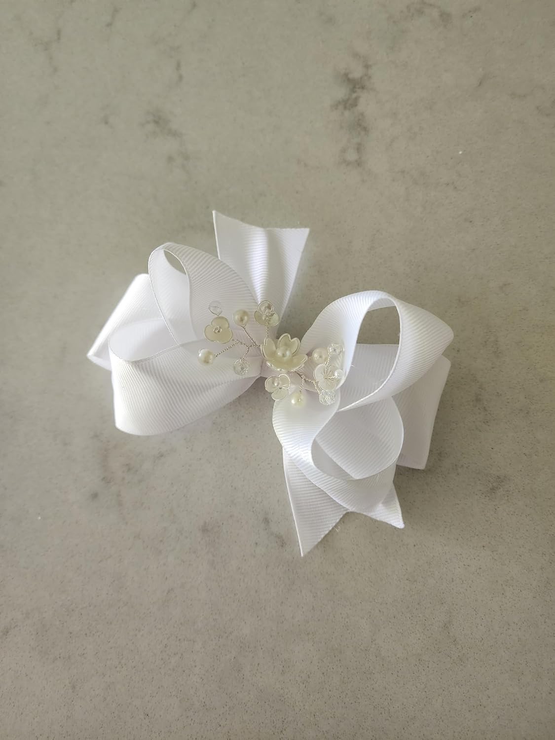 Handmade White Hair Bows for Girls