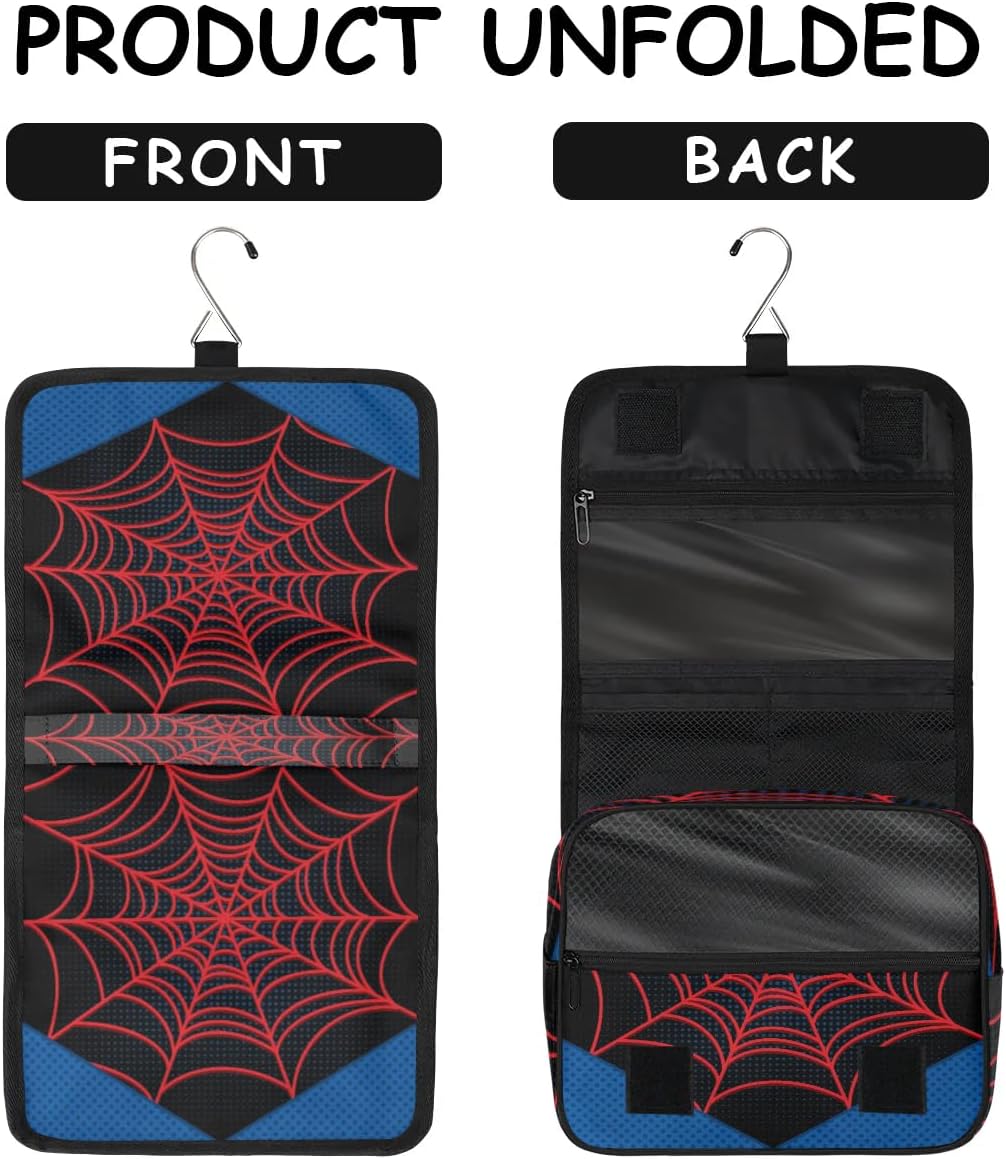 Travel Toiletry Bag for Men Black Spider Web Design