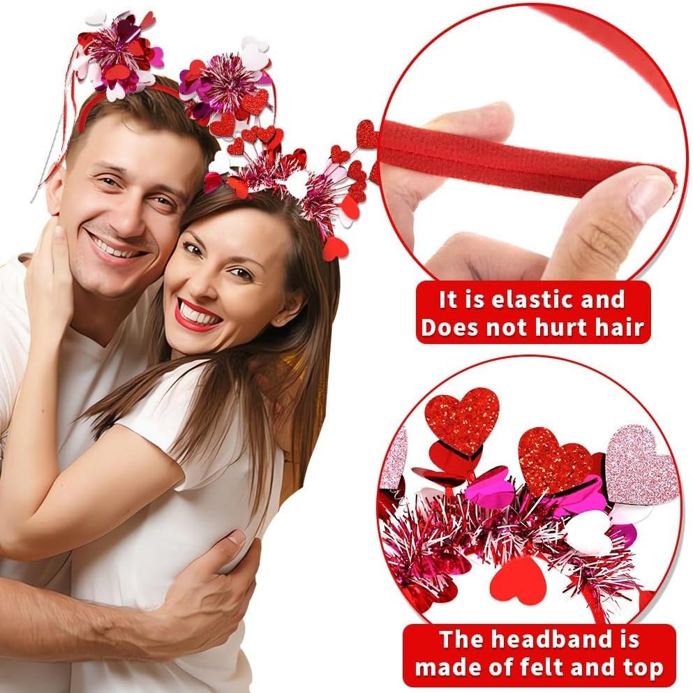 Sparkly Heart Valentine Headband for Women