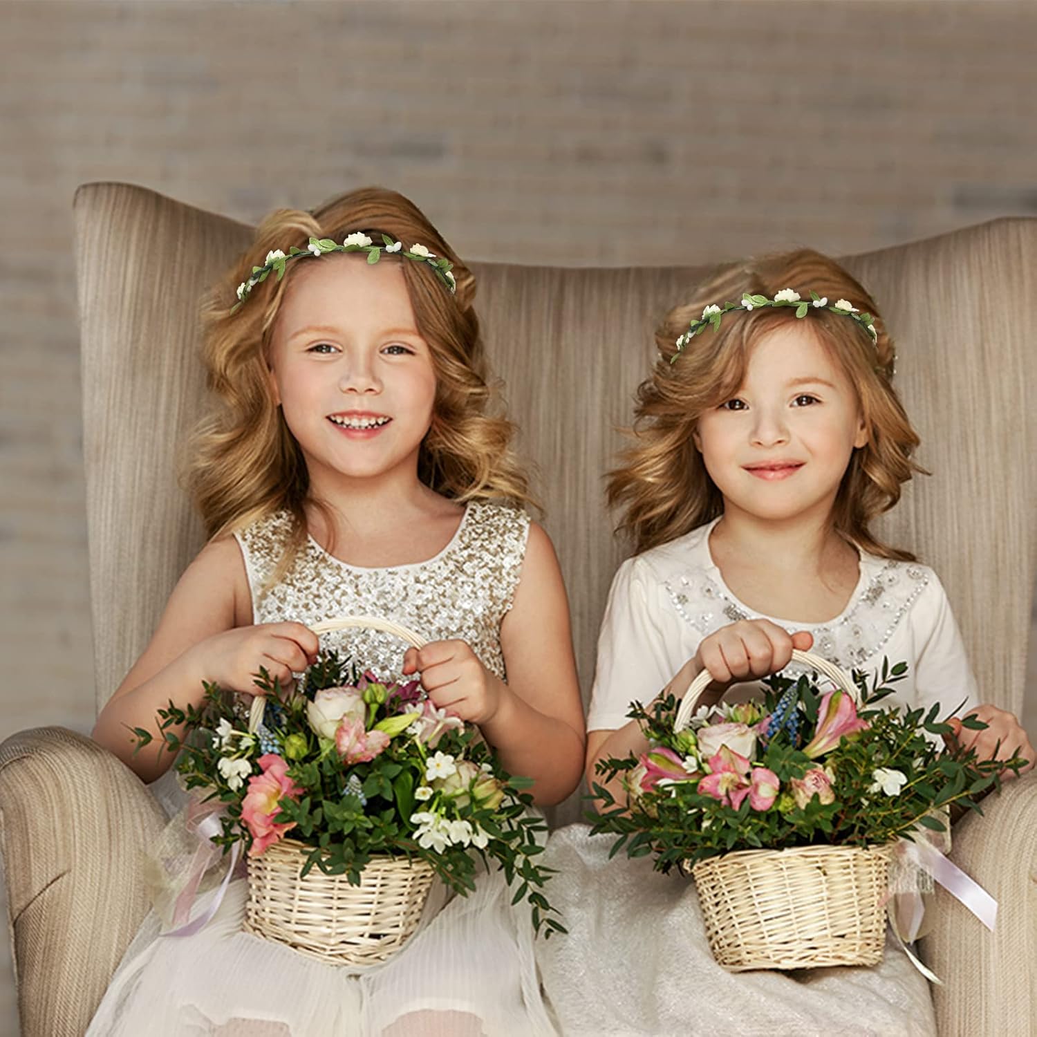 AWAYTR 3Pcs Flower Crown Headband for Wedding Party