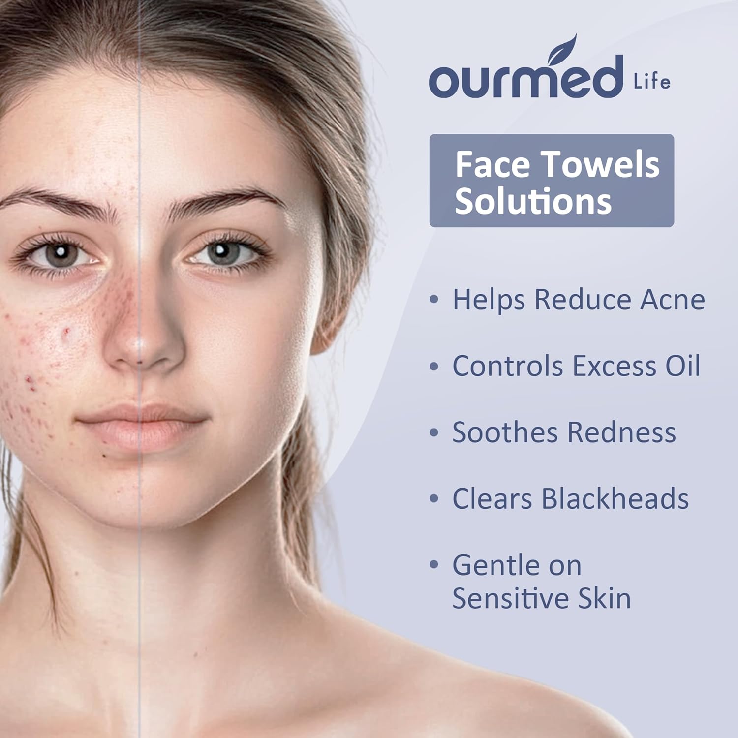 Ourmed Life Face Wipes 480 Count Biodegradable Clean Cloths for Sensitive Skin