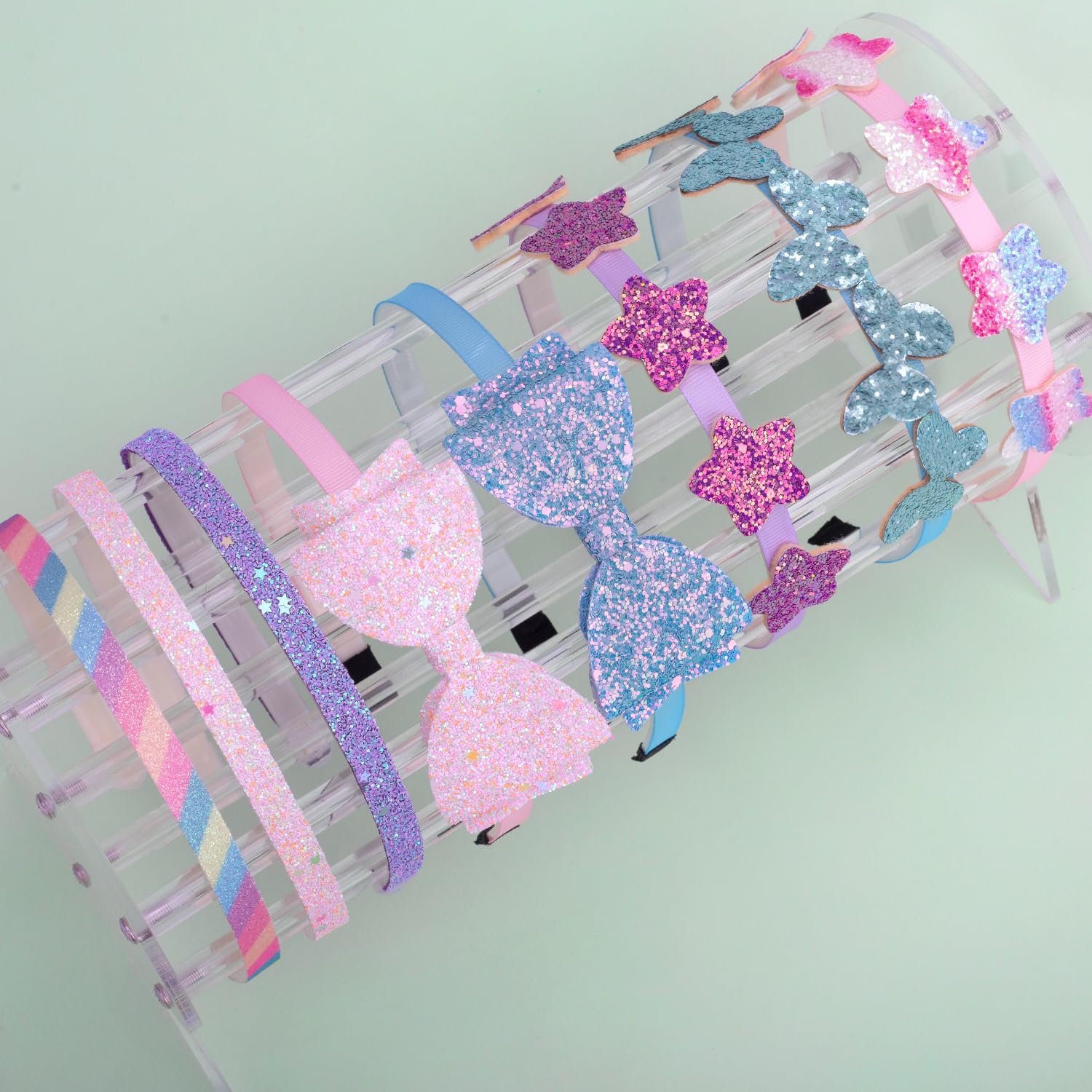 Deoot Glitter Headbands for Girls 8-Pack Butterfly Bow Style