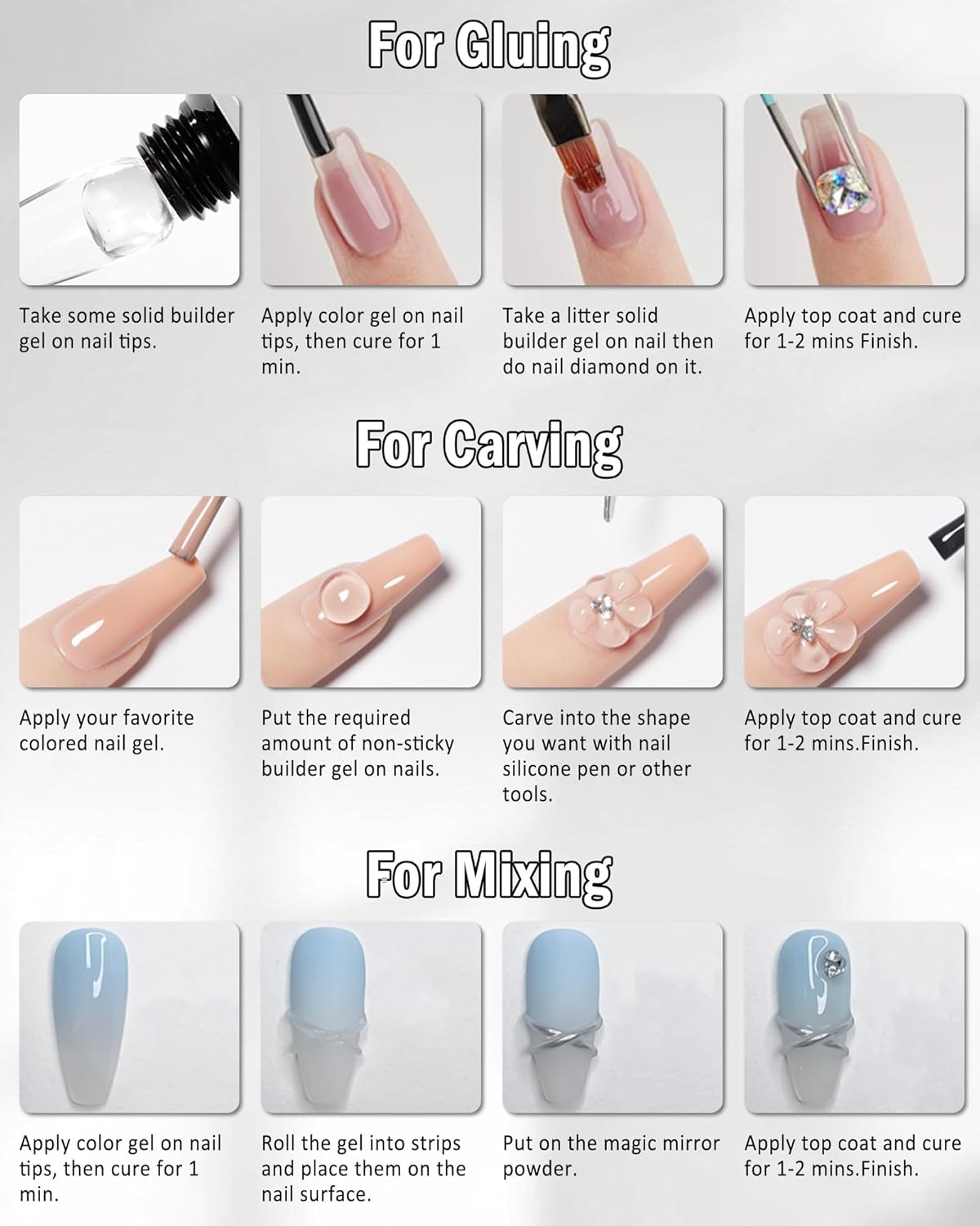 Caedelfly Solid Nail Gel - 30g for Press On Nails and Fake Nails