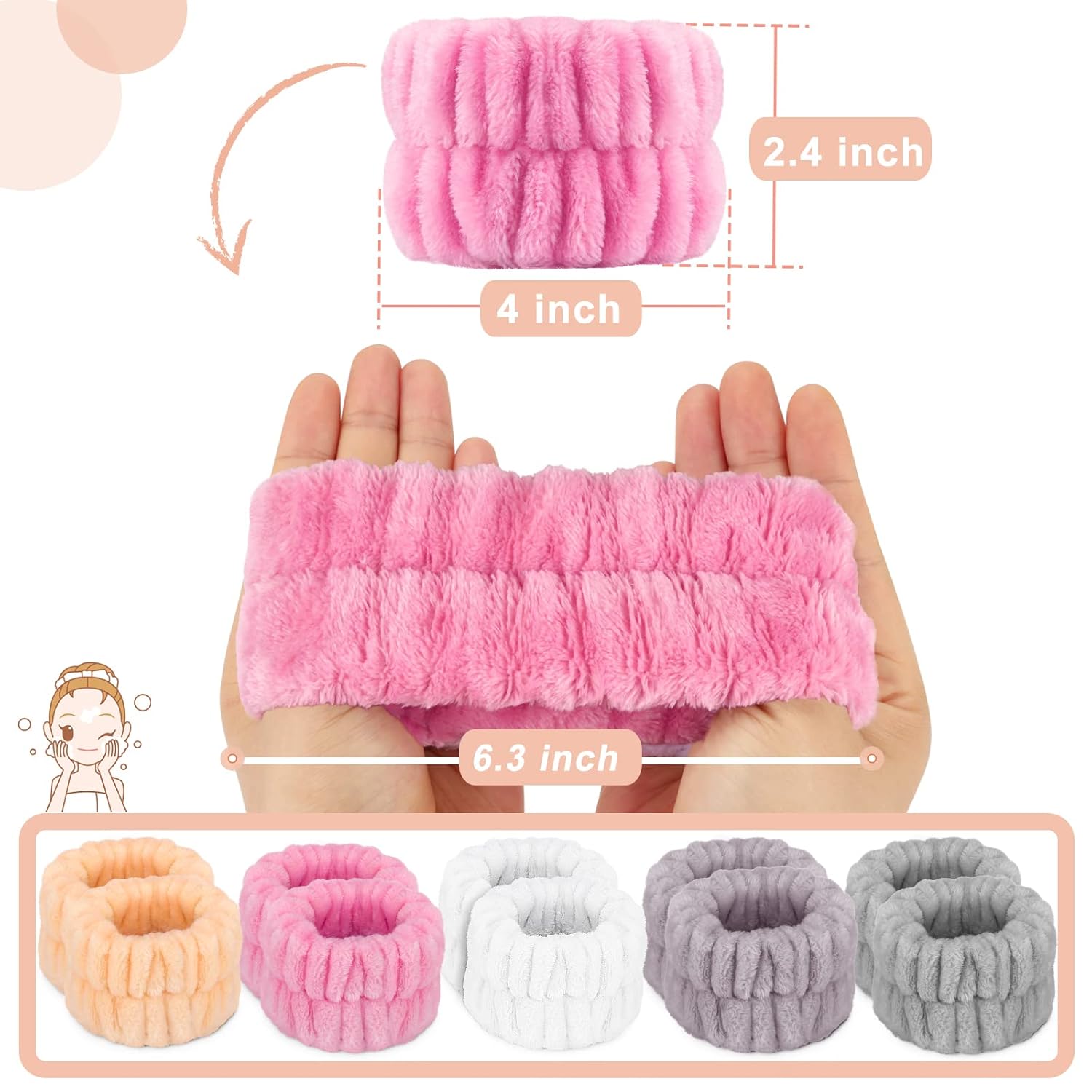 Crosize Womens Wrist Towels 10PCS Microfiber Face Wash Bands