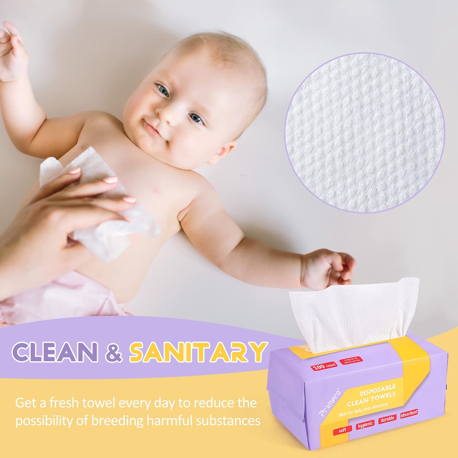Primpro 100 Count Biodegradable Face Towels