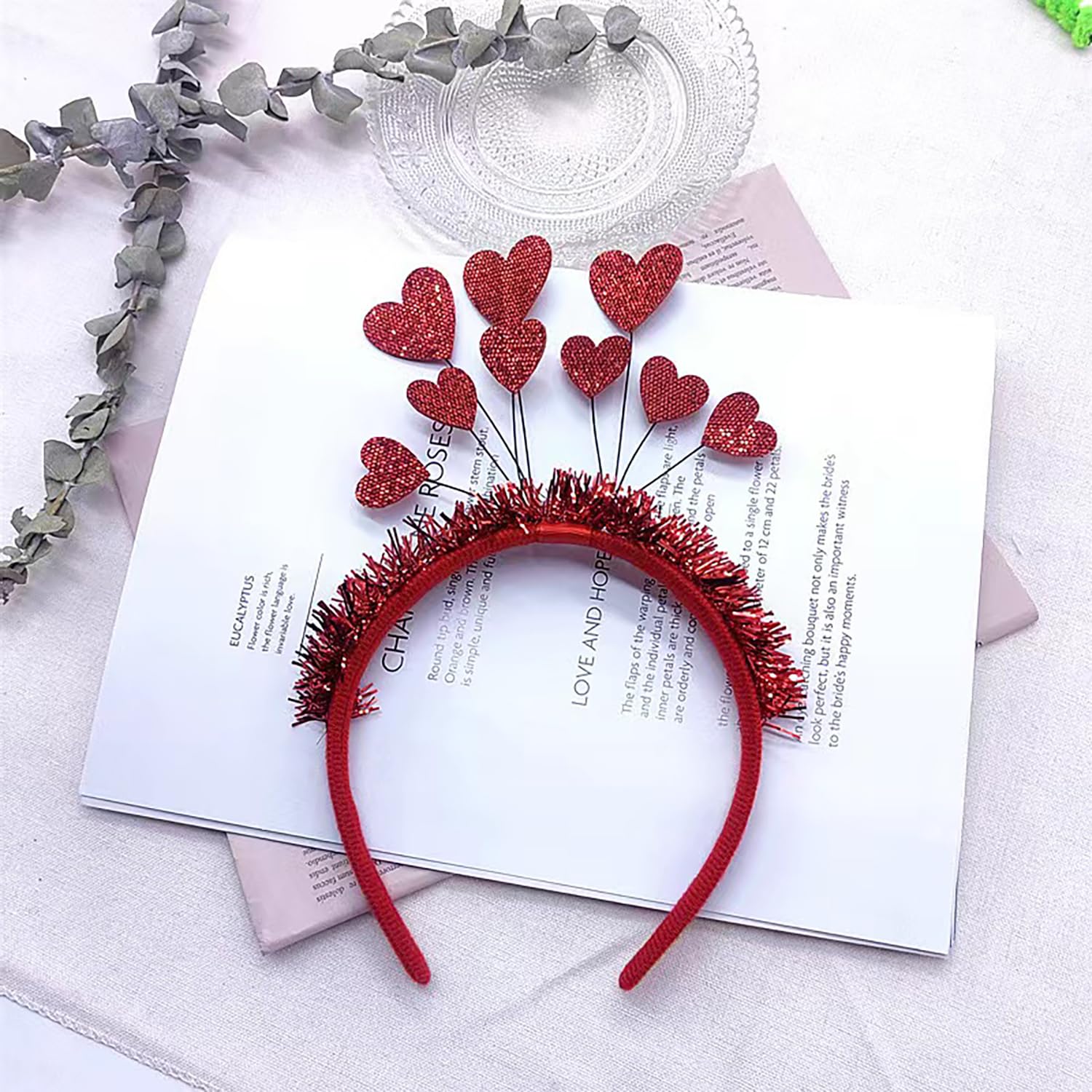 QUNITKAST Valentines Day Red Glitter Headband