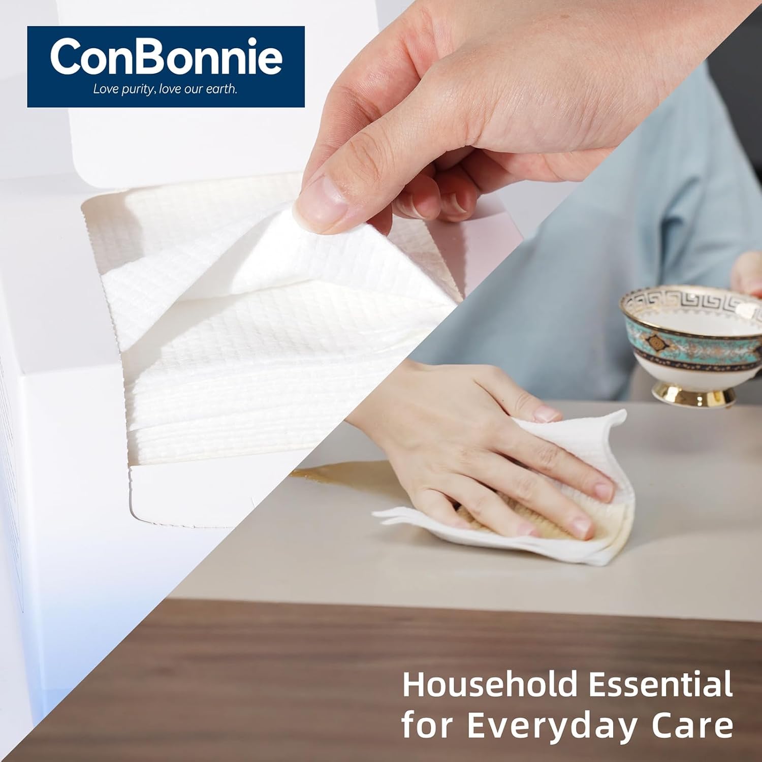 Conbonnie Disposable Face Towel XL 1012 100 Count 2 Pack