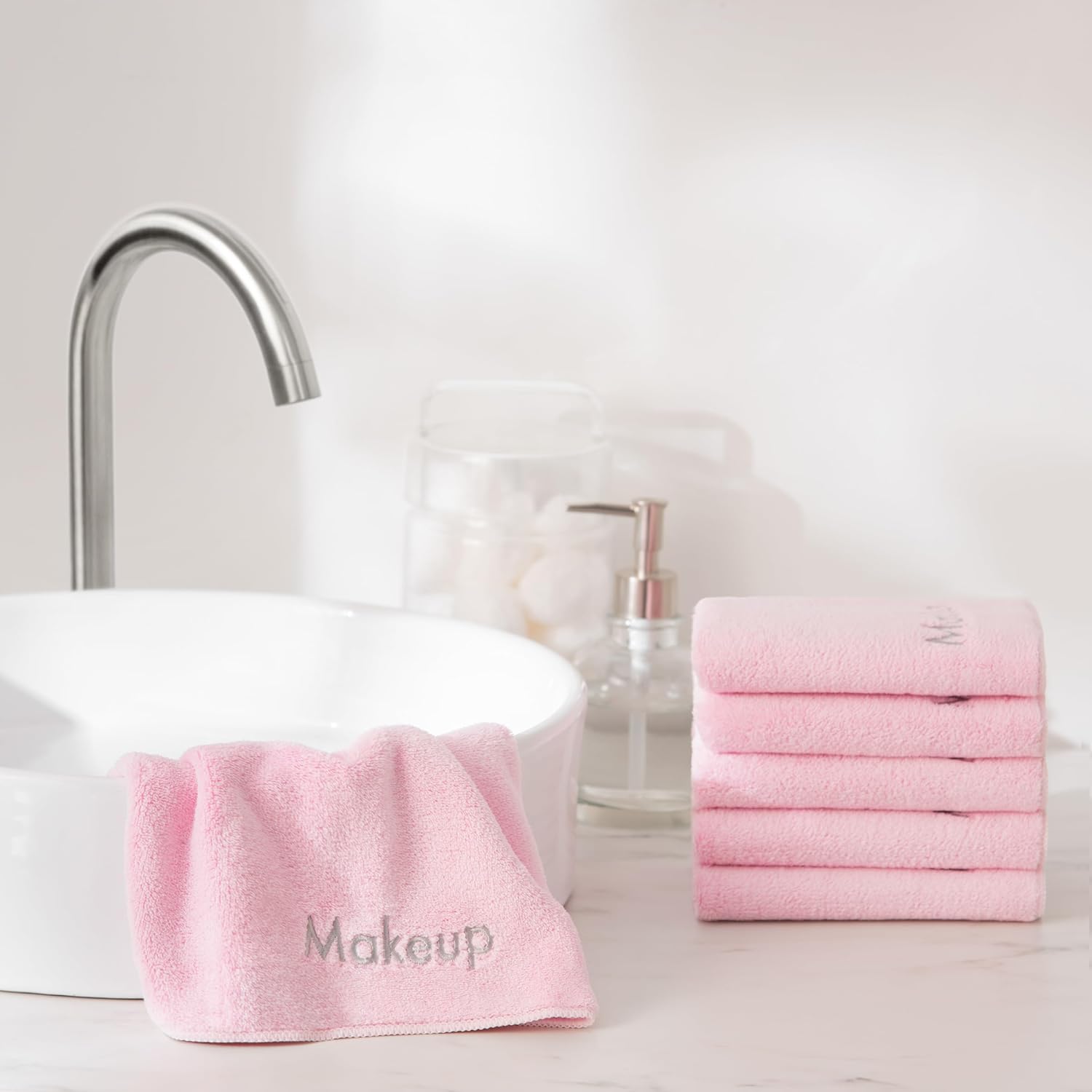 Arkwright Makeup Towels Pack of 6 Pink 13x13in
