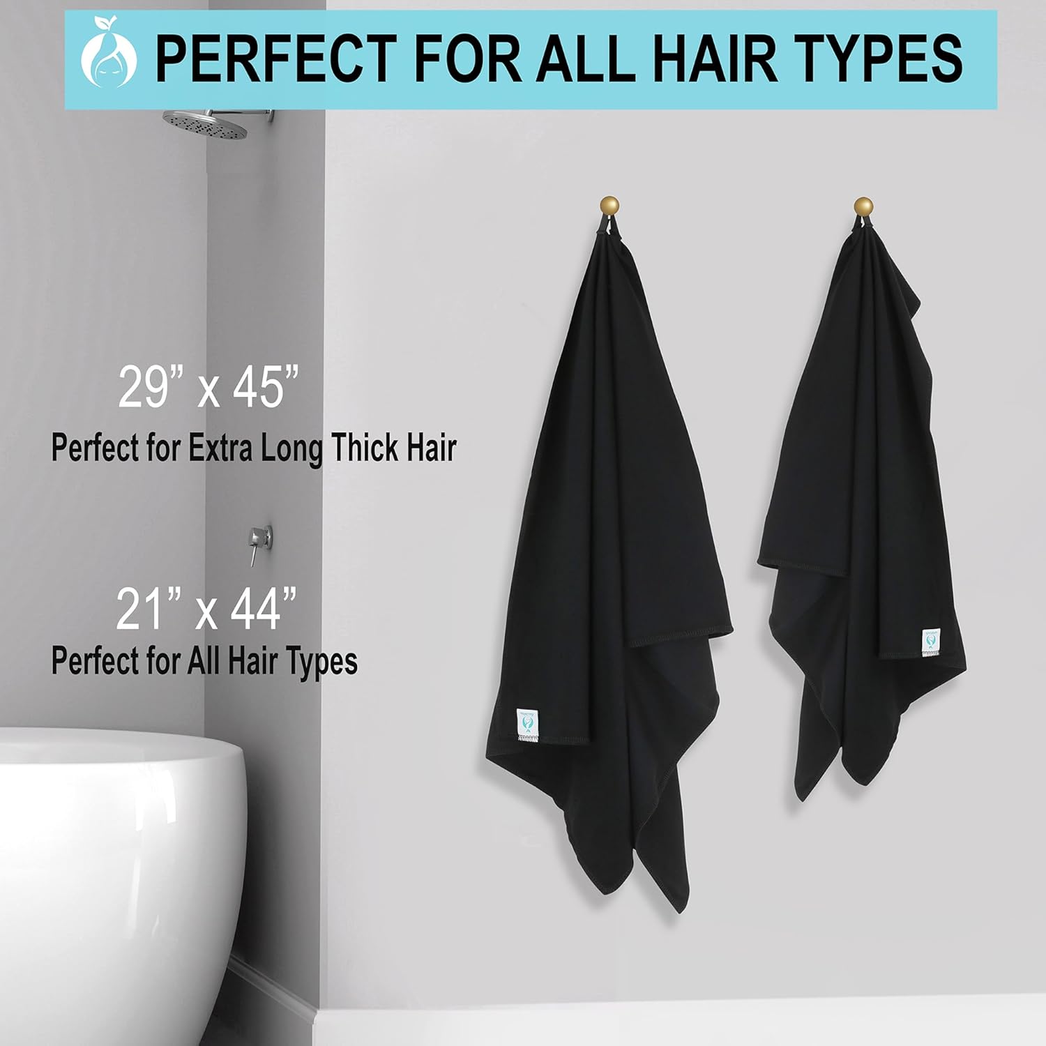 Hair RePear Anti Frizz Cotton Towel Wrap Black 29 x 45