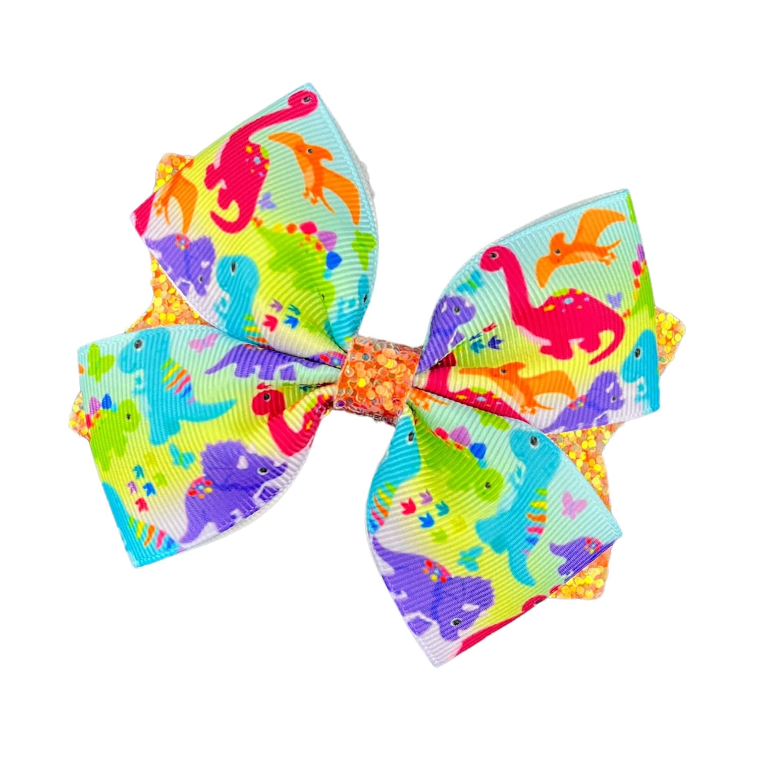Dinosaur Hair Bow Barrettes for Girls 4 Inch