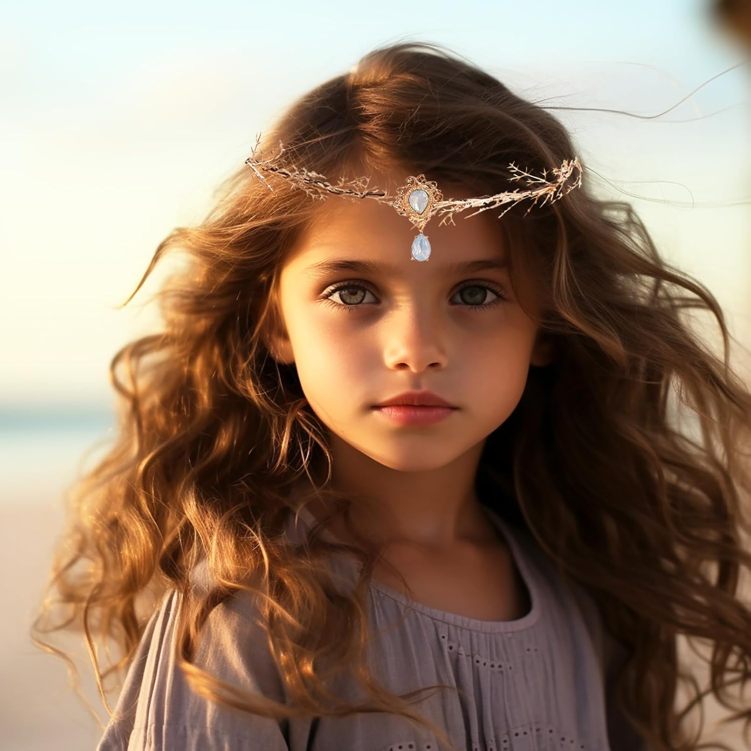 Vivivalue Gold Elf Flower Crown Headband 1