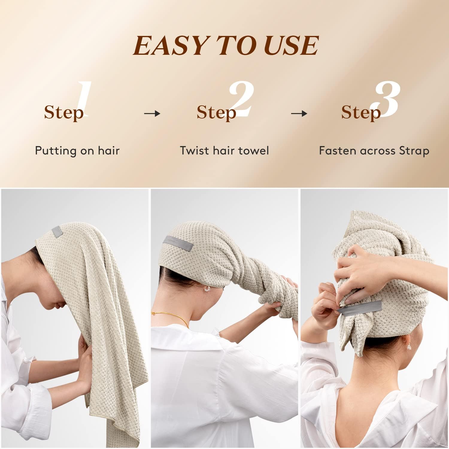 YFONG Microfiber Hair Towel Wrap for Women - 40x263 Fast Drying Turban