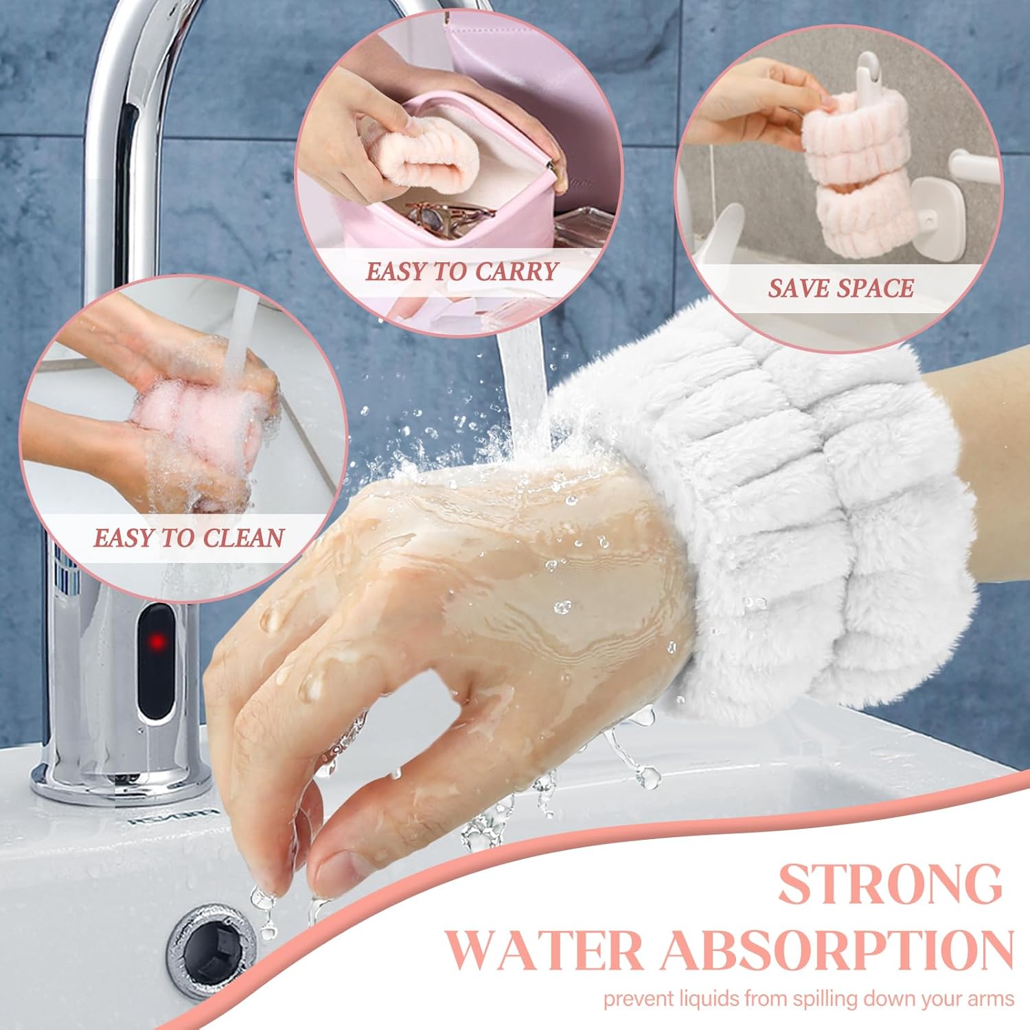 Crosize Womens Wrist Towels 10PCS Microfiber Face Wash Bands